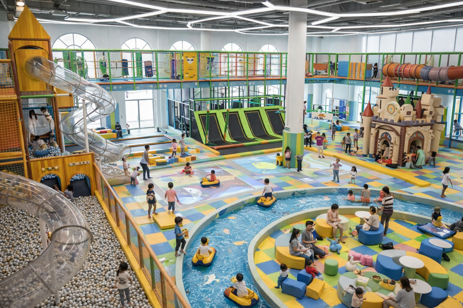 Completed installation for entertainment and play facilities