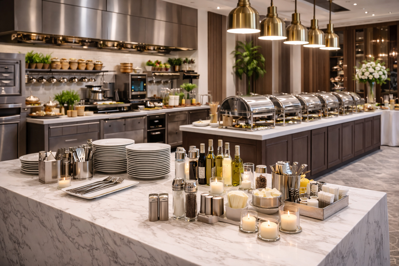 Professional catering installation for resort food service operations